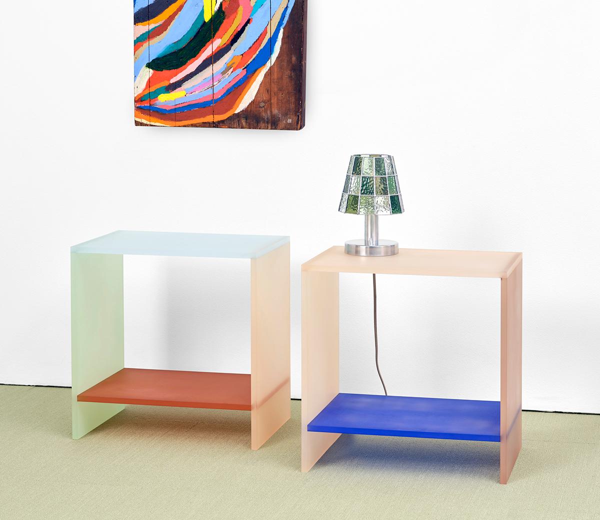 Translucent Hand-Dyed Acrylic Tone Nightstand – Customizable Colors