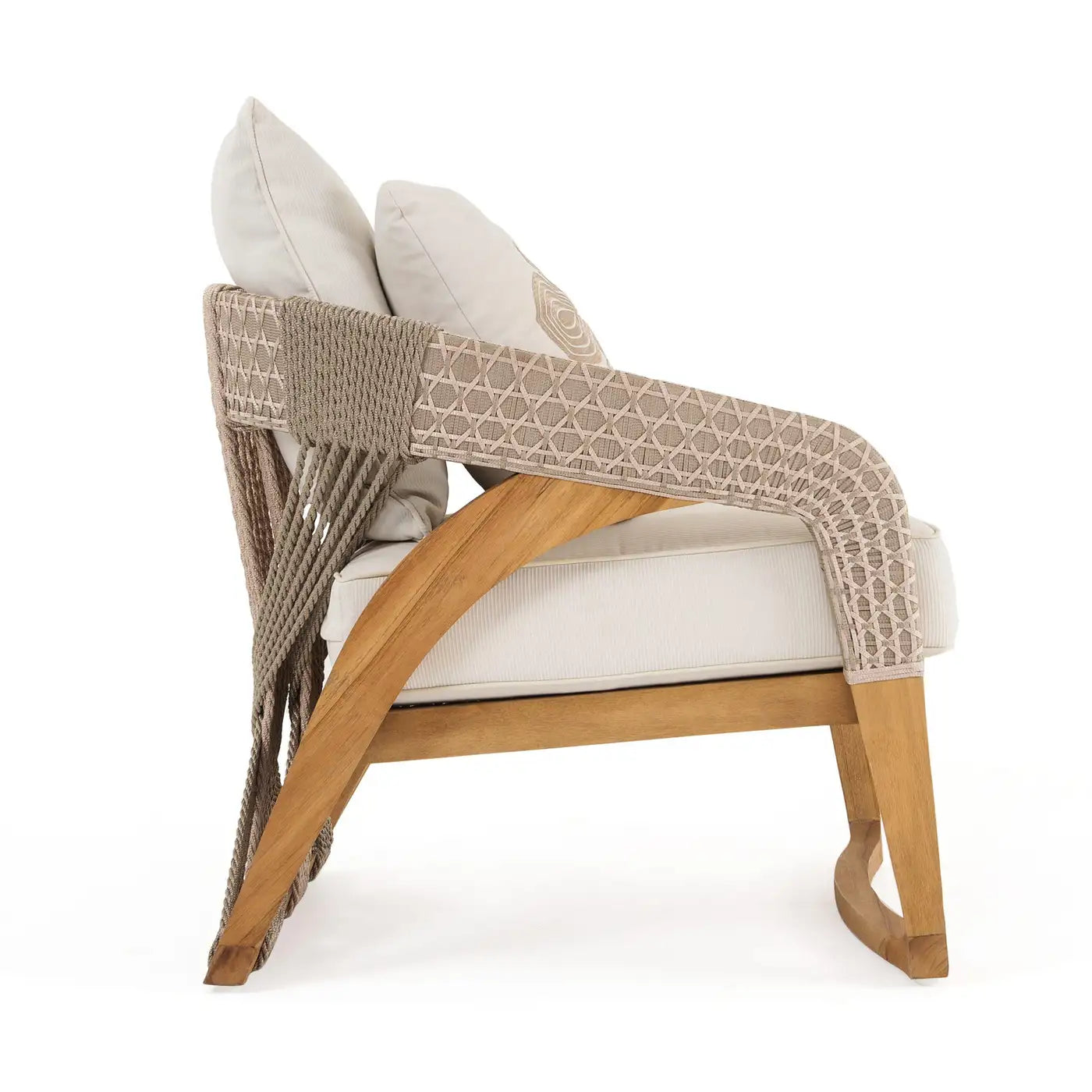 Hand-Woven Rope Outdoor Sofa in Solid Teak