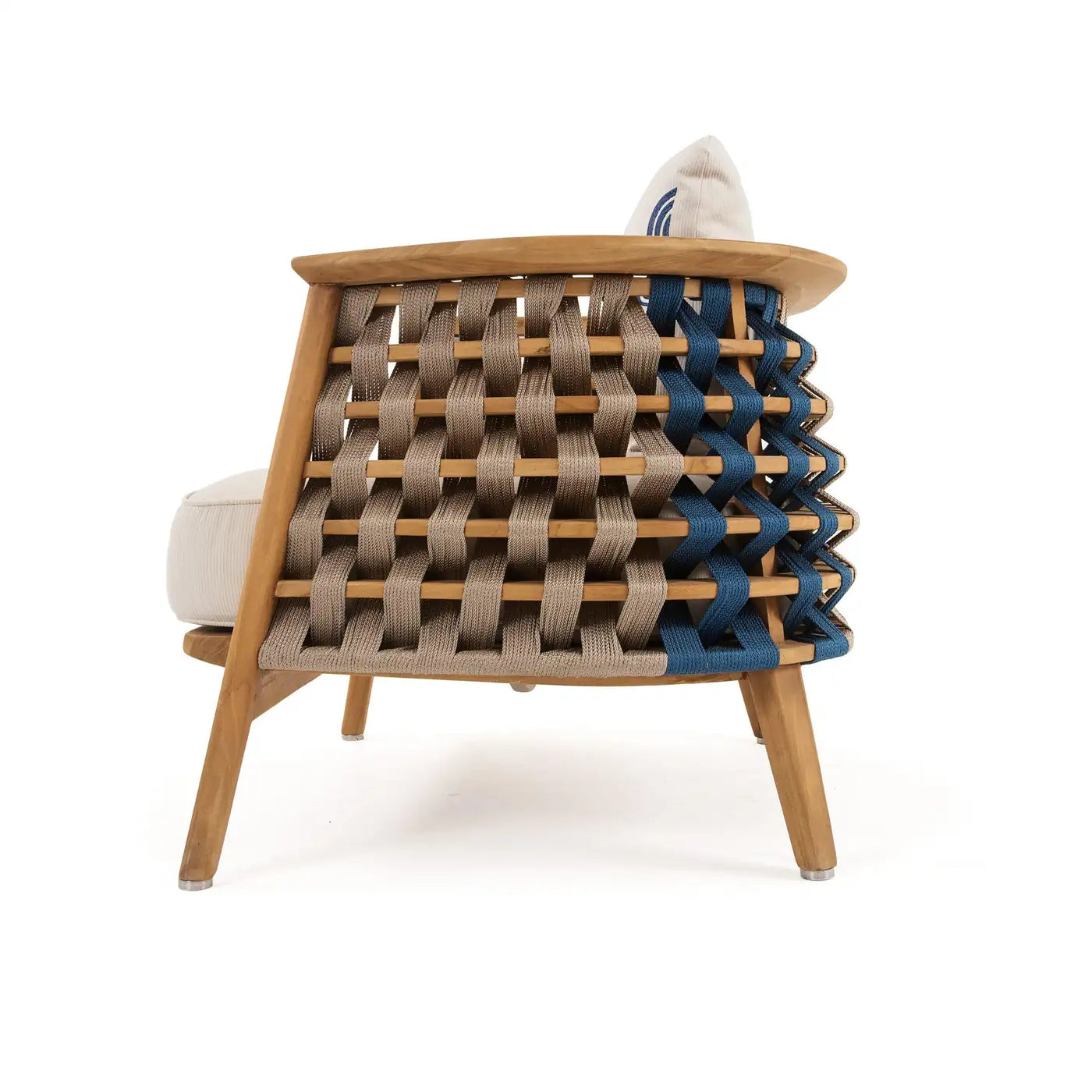 Outdoor Woven Rope Sofa in Solid Teak
