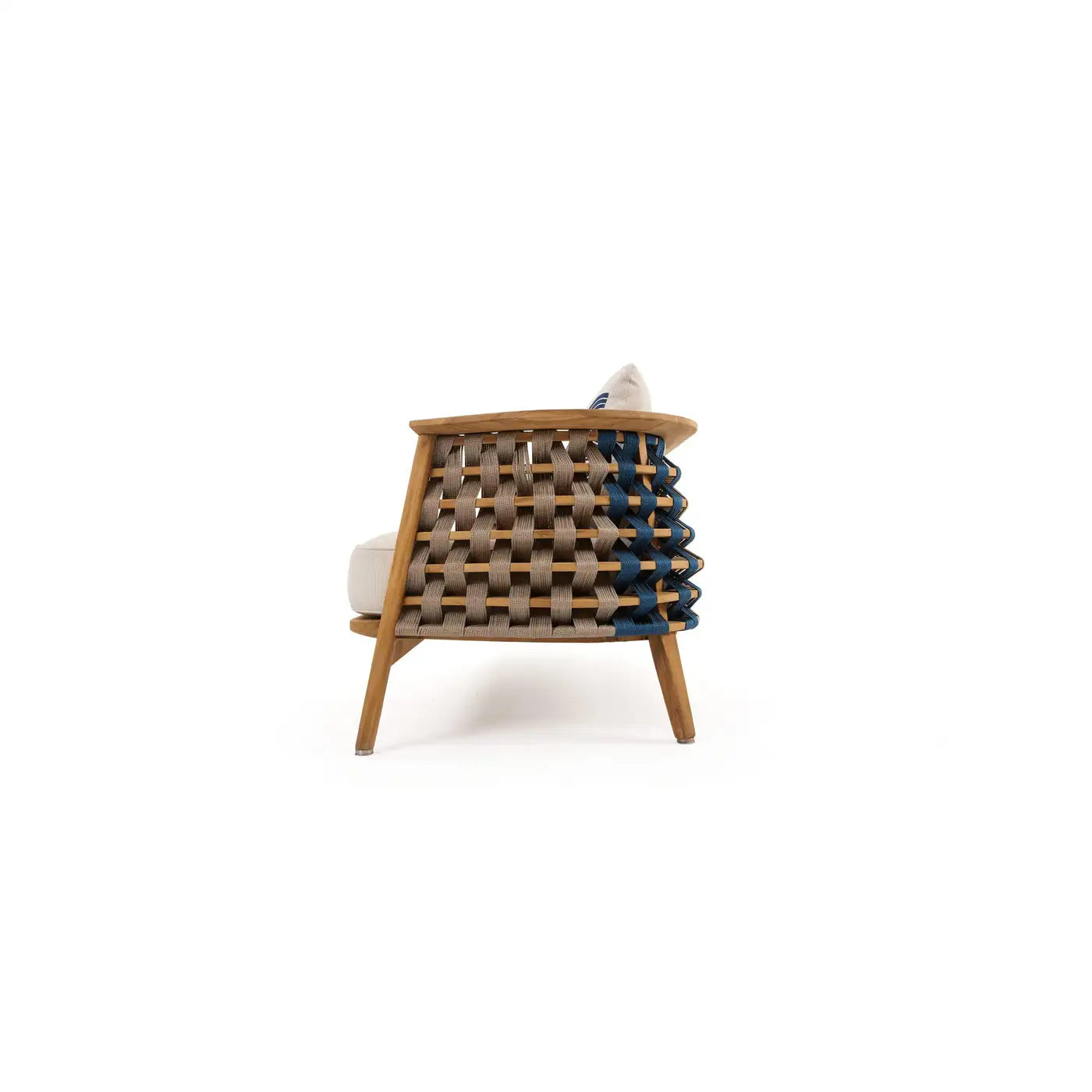 Outdoor Woven Rope Armchair in Solid Teak