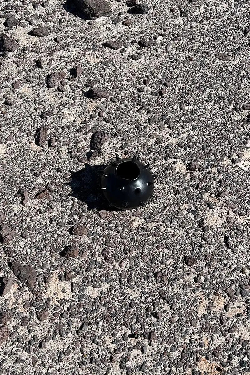 Handmade Ceramic Spikes Black Round Vase