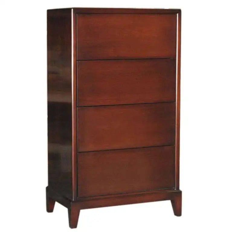 Wooden dresser with four drawers on a white background