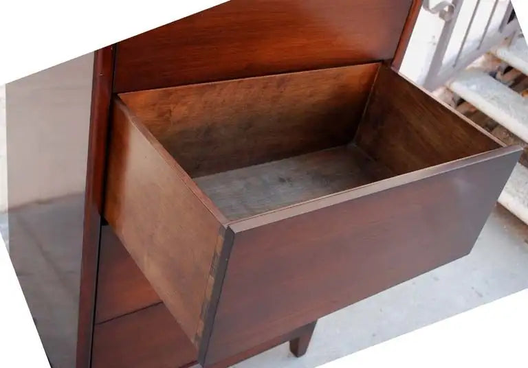 Minimalist Highboy Dresser in Dark Walnut by Petersen Antiques