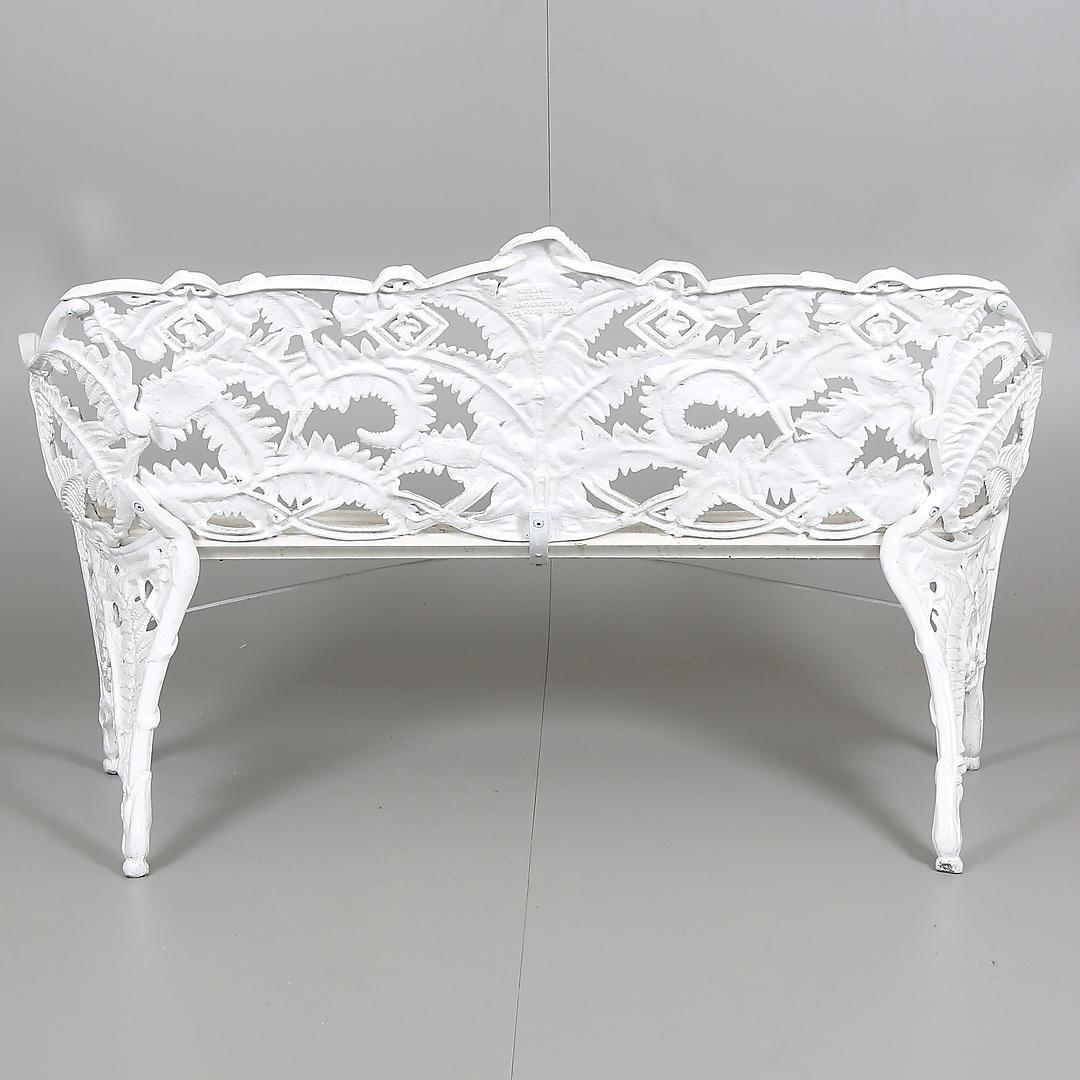 Swedish Cast Metal Park Garden Bench – 1960s Steel & Wood