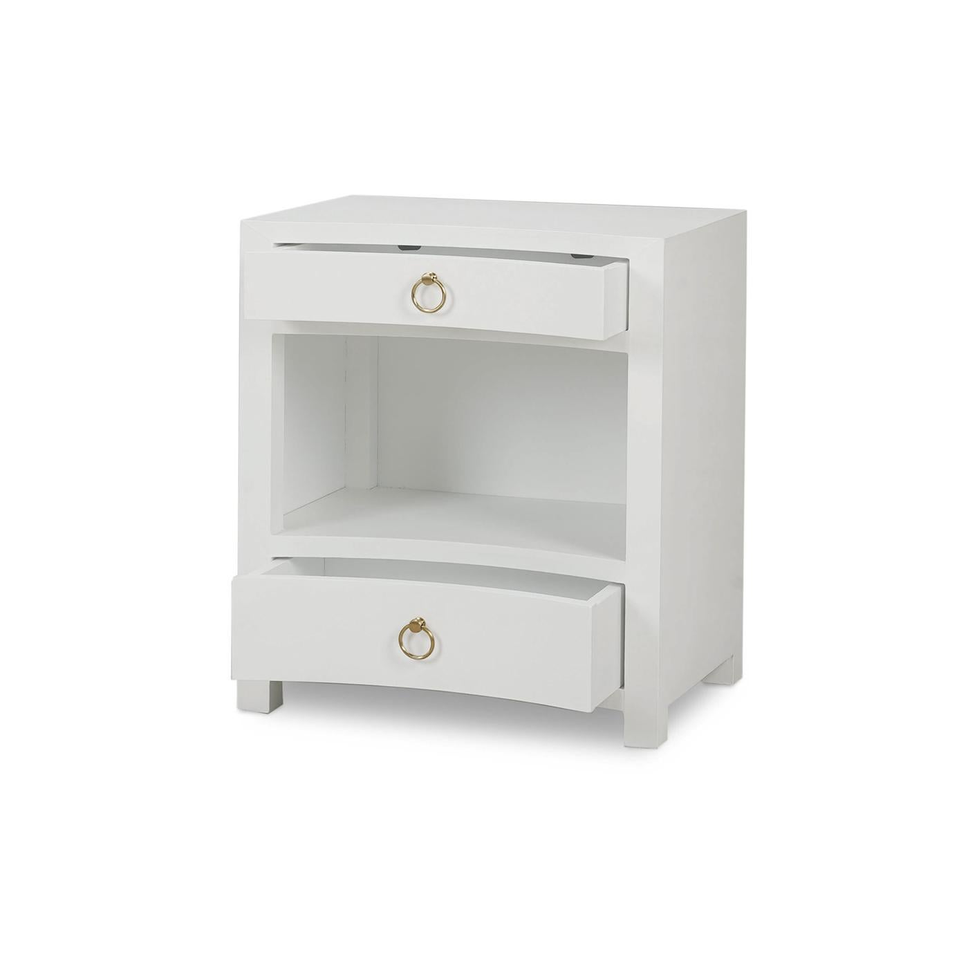 White Linen Wrapped Nightstand – Modern Minimalist Design