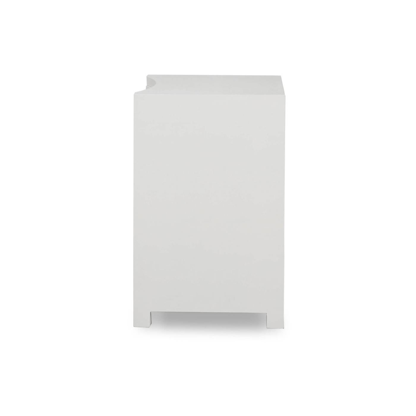 White Linen Wrapped Nightstand – Modern Minimalist Design
