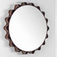 Glimt Round Wall Mirror with Graphite Metal Frame and Taupe Leather Detail
