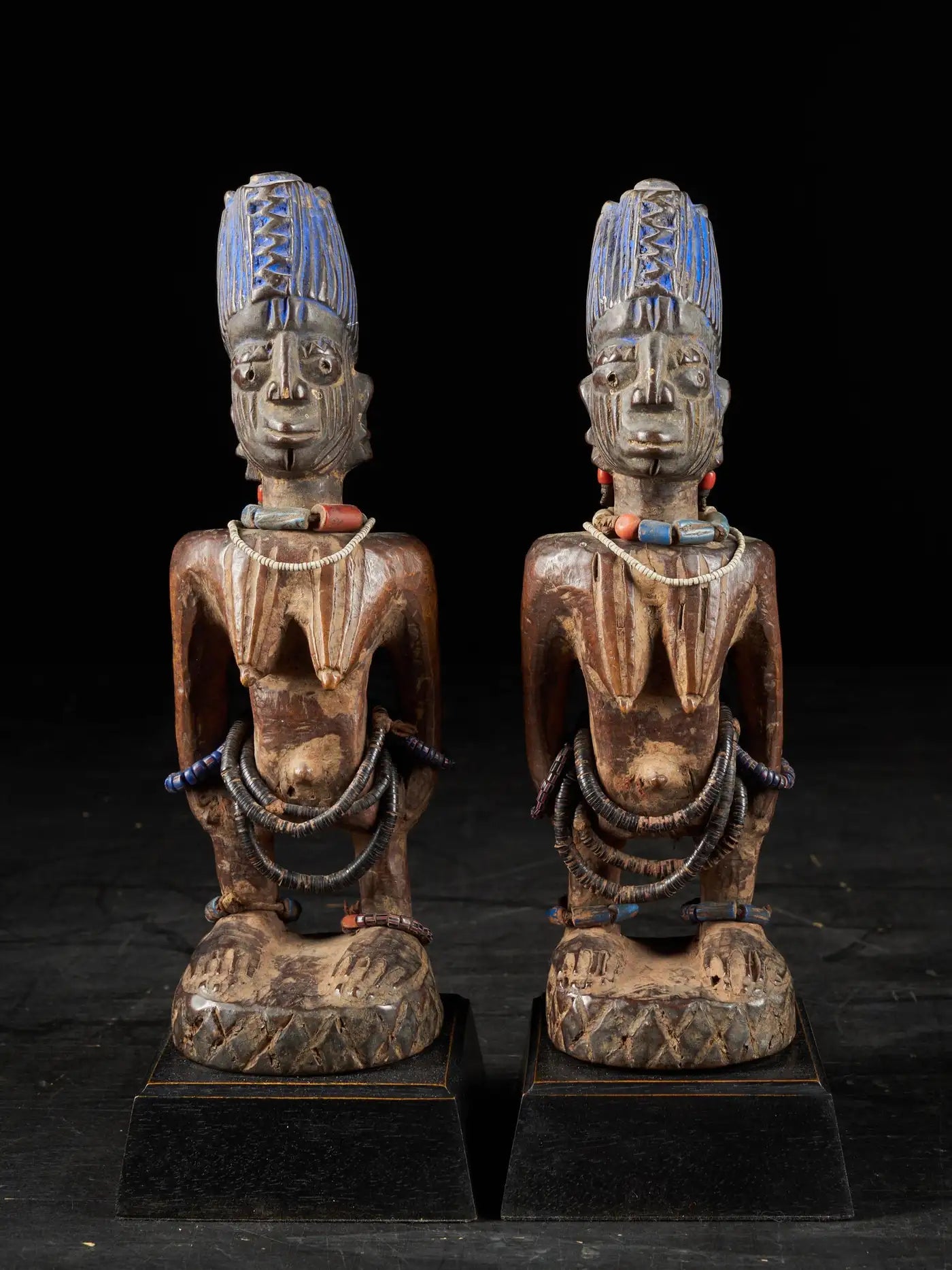 Pair of Decorative Figures ScuIptures Ibeji Twin Figures, Yoruba people Nigeria