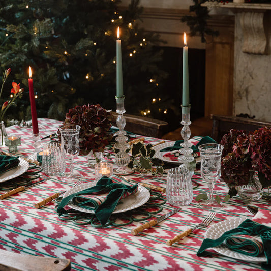 Raspberry Red Ikat Tablecloth – 150 x 300 cm
