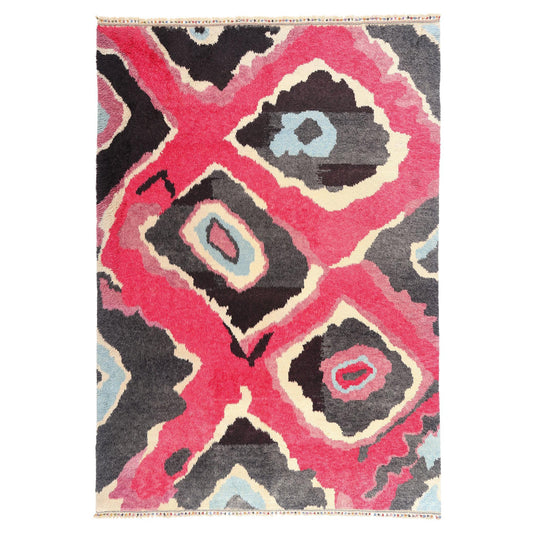 Colorful Contemporary Tulu Carpet Hand Knotted Angora Wool Rug