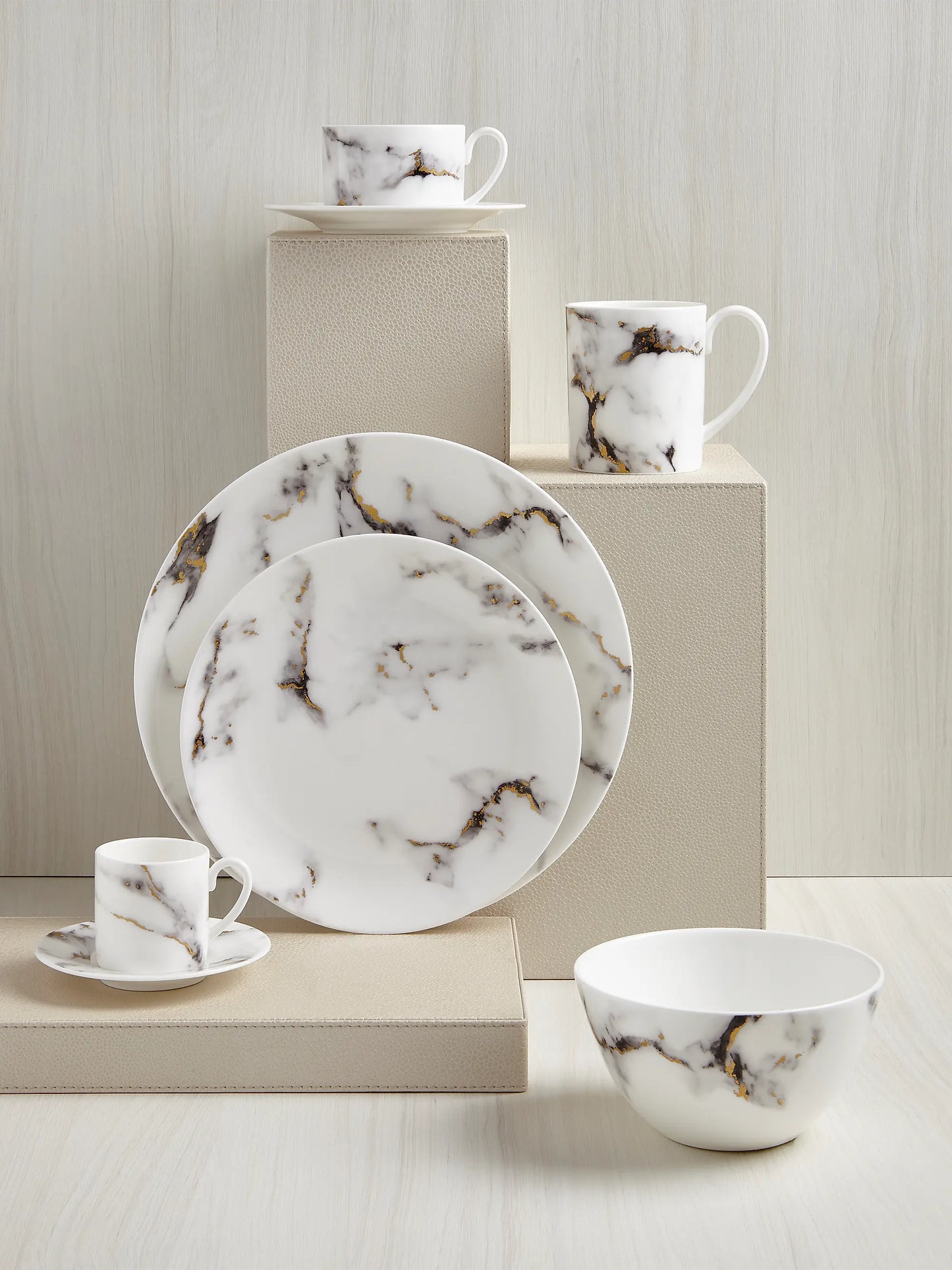 Marble-Inspired Venice Fog Small Bone China Bowl