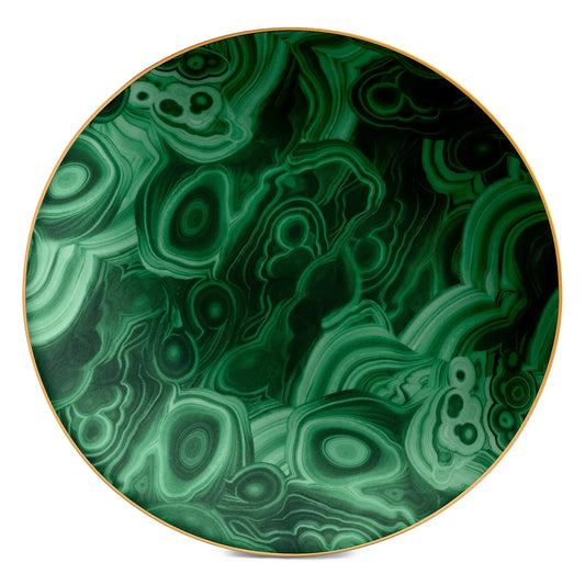 Malachite 24K Gold Porcelain Charger & Cake Plate