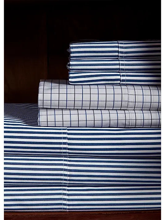 Organic Shirting Stripe 400-Thread Count Pillowcase Set – Blue Stripe