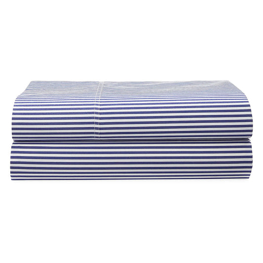 Organic Shirting Stripe 400-Thread Count Flat Sheet – Blue Stripe