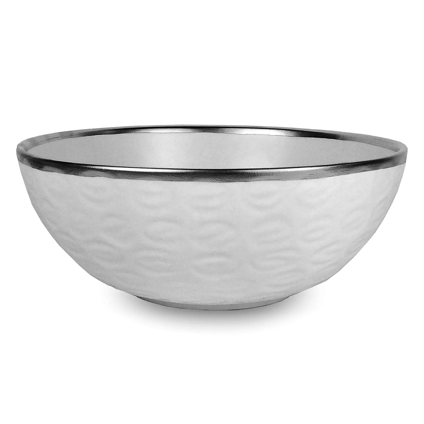 Textured Porcelain Large Serving Bowl with Platinum Accents