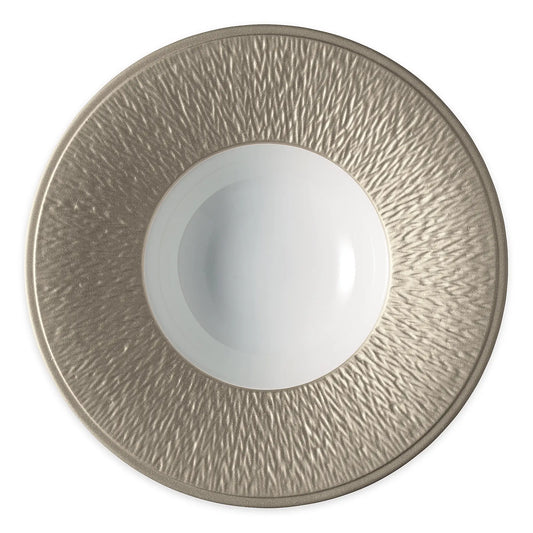 Minéral Irisé Rimmed Soup Plate — Warm Grey