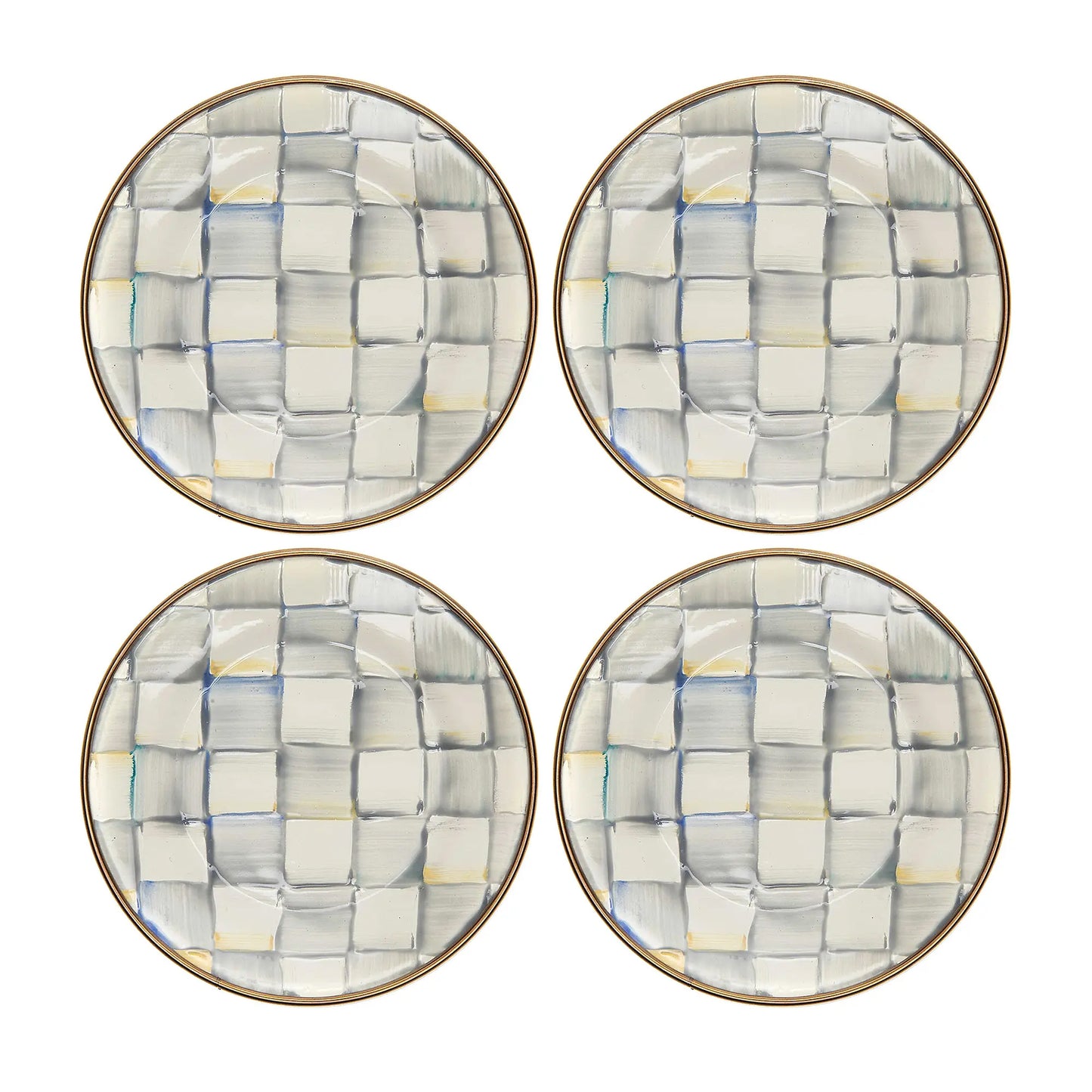 Sterling Check Emaille 4-teiliges Vorspeisenteller-Set