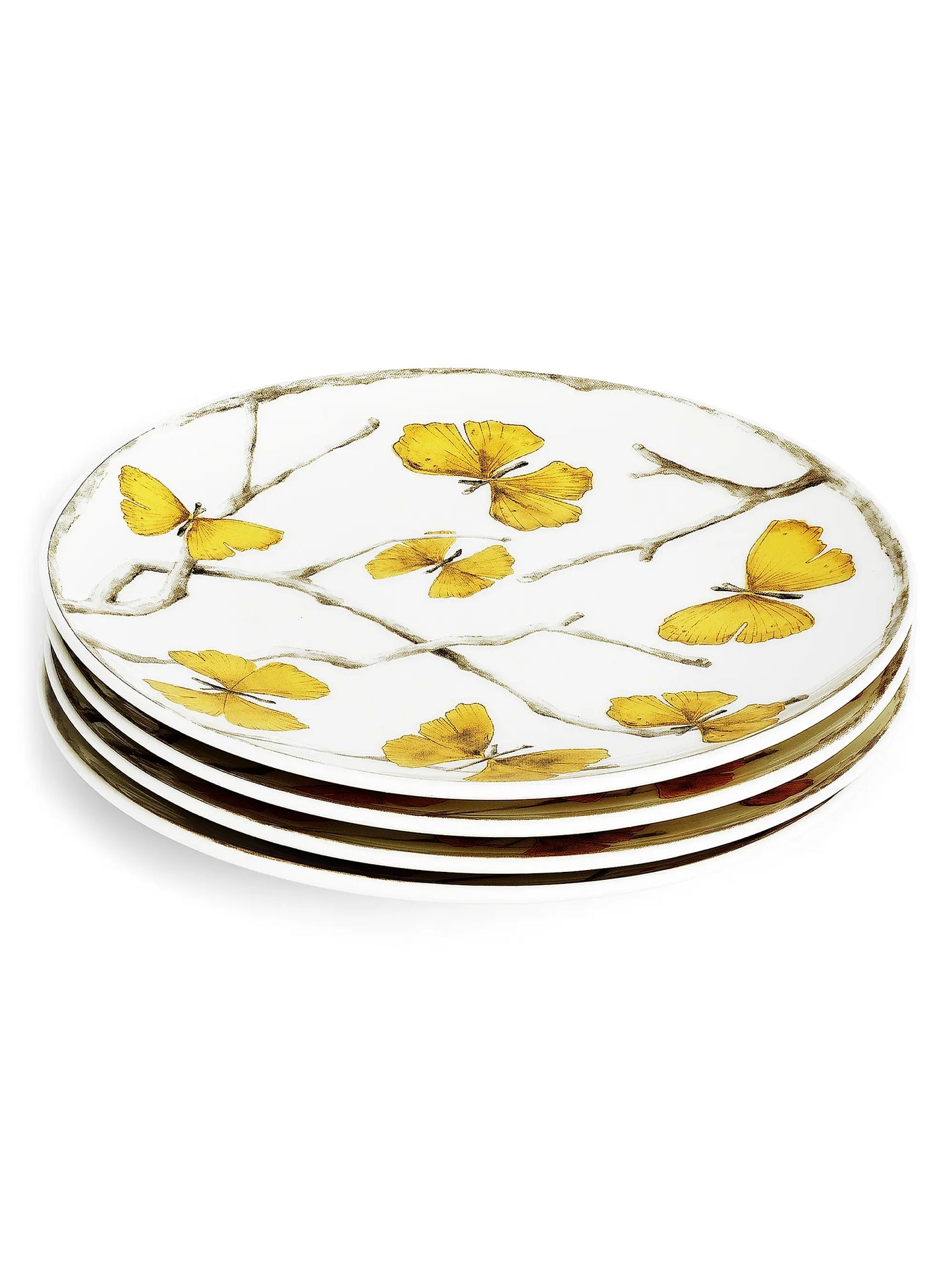 Butterfly Ginkgo Gold Tidbit Plate Set — 4 Pieces
