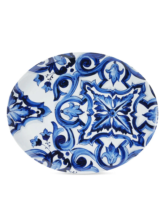 Blue Mediterraneo Fiore Medium Oval Serving Plate