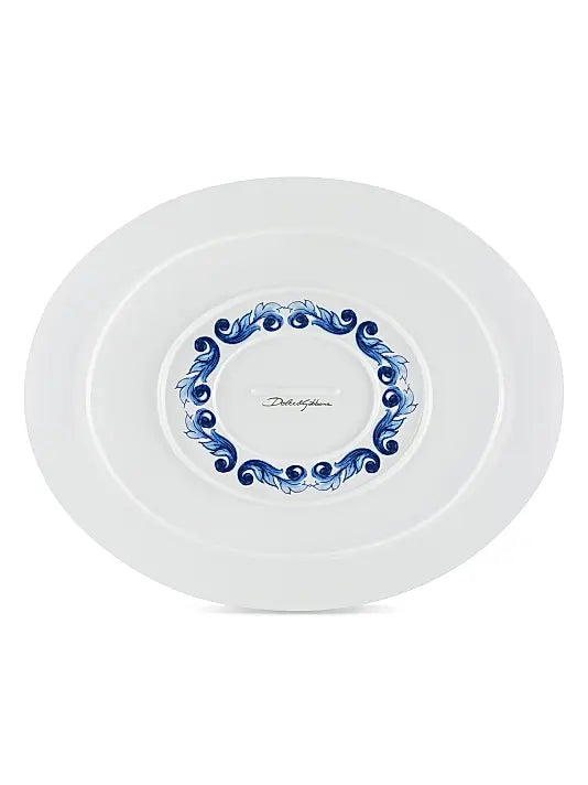 Blue Mediterraneo Fiore Medium Oval Serving Plate