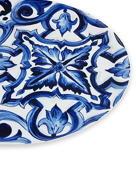 Blue Mediterraneo Fiore Medium Oval Serving Plate