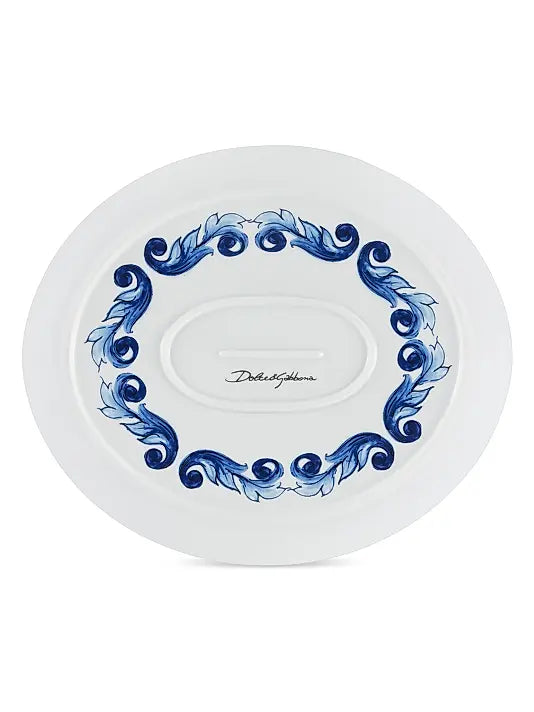 Blue Mediterraneo Fiore Oval Serving Plate