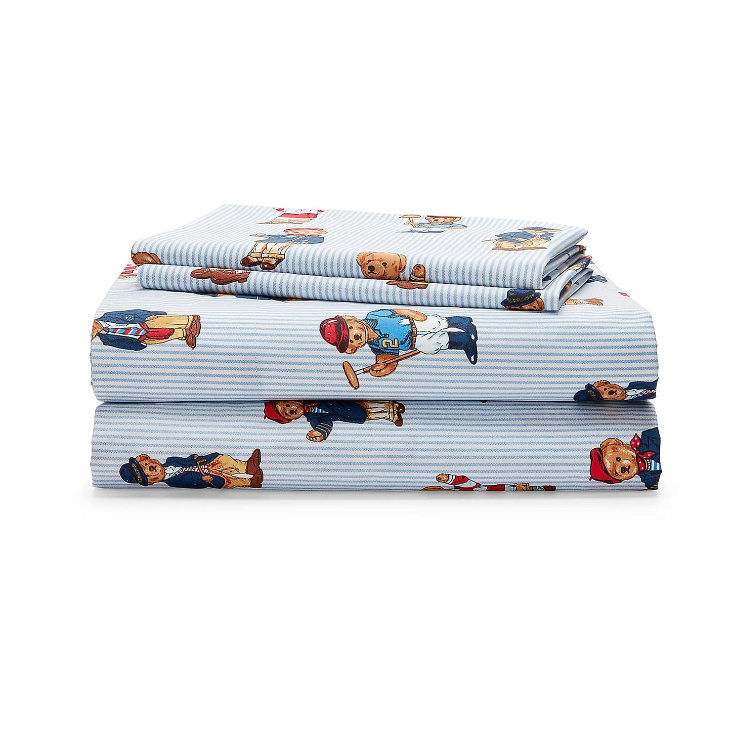 Teddy Bear Stripe Cotton Sheeting Set (4-Piece)