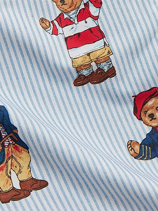 Teddy Bear Stripe Cotton Sheeting Set (4-Piece)