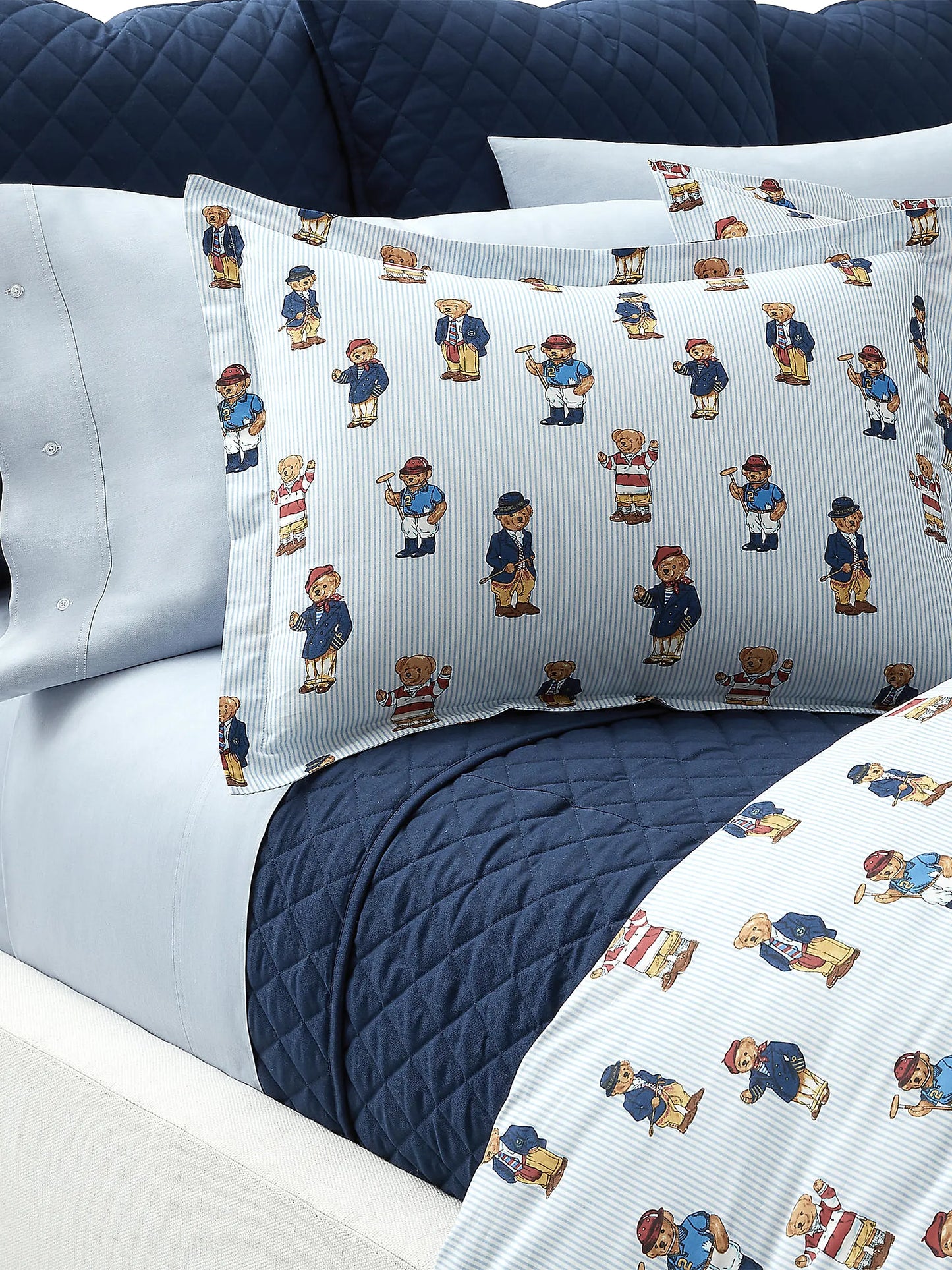 Teddy Bear Stripe Cotton Sheeting Set (4-Piece)