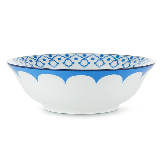 Oriental-Pattern Round Porcelain Salad Bowl (Blue)