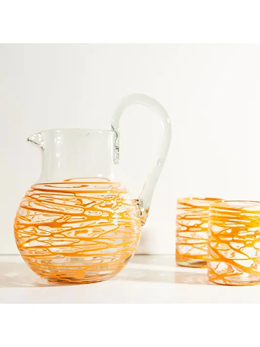 Handblown Swirl Glass Pitcher