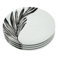 Leaf Motif Porcelain Dinner Plate Set (4-Piece, Monochrome)
