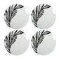 Leaf Motif Porcelain Dinner Plate Set (4-Piece, Monochrome)