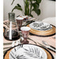 Leaf Motif Porcelain Dinner Plate Set (4-Piece, Monochrome)