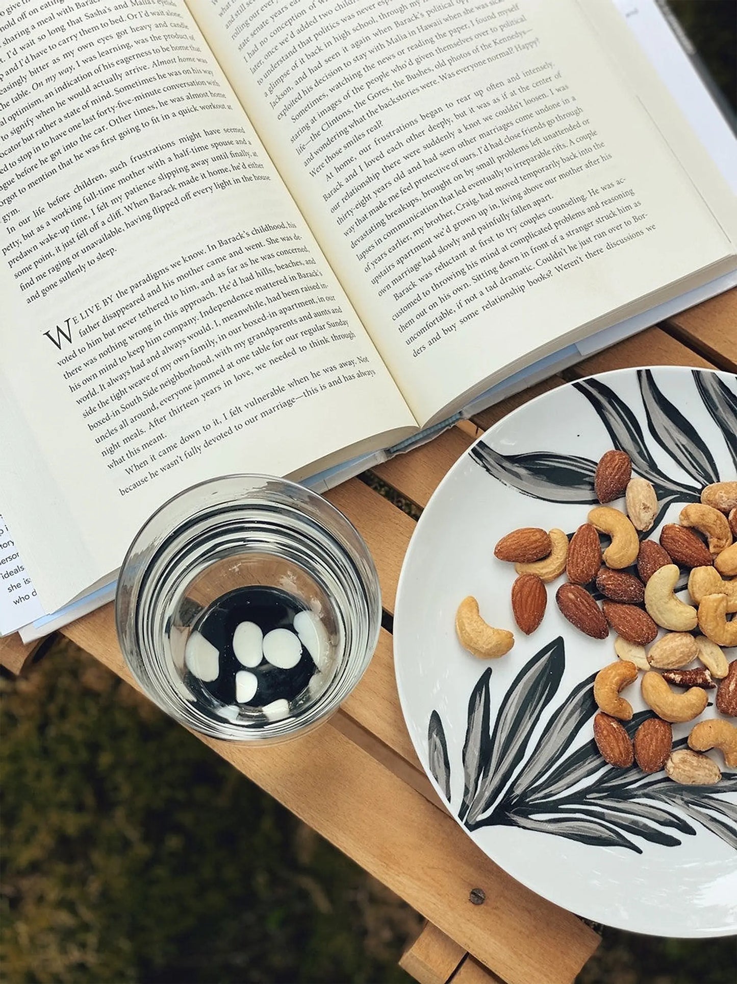 Leaf Motif Porcelain Dinner Plate Set (4-Piece, Monochrome)