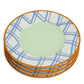 Grid Porcelain Salad Plate Set (4-Piece)