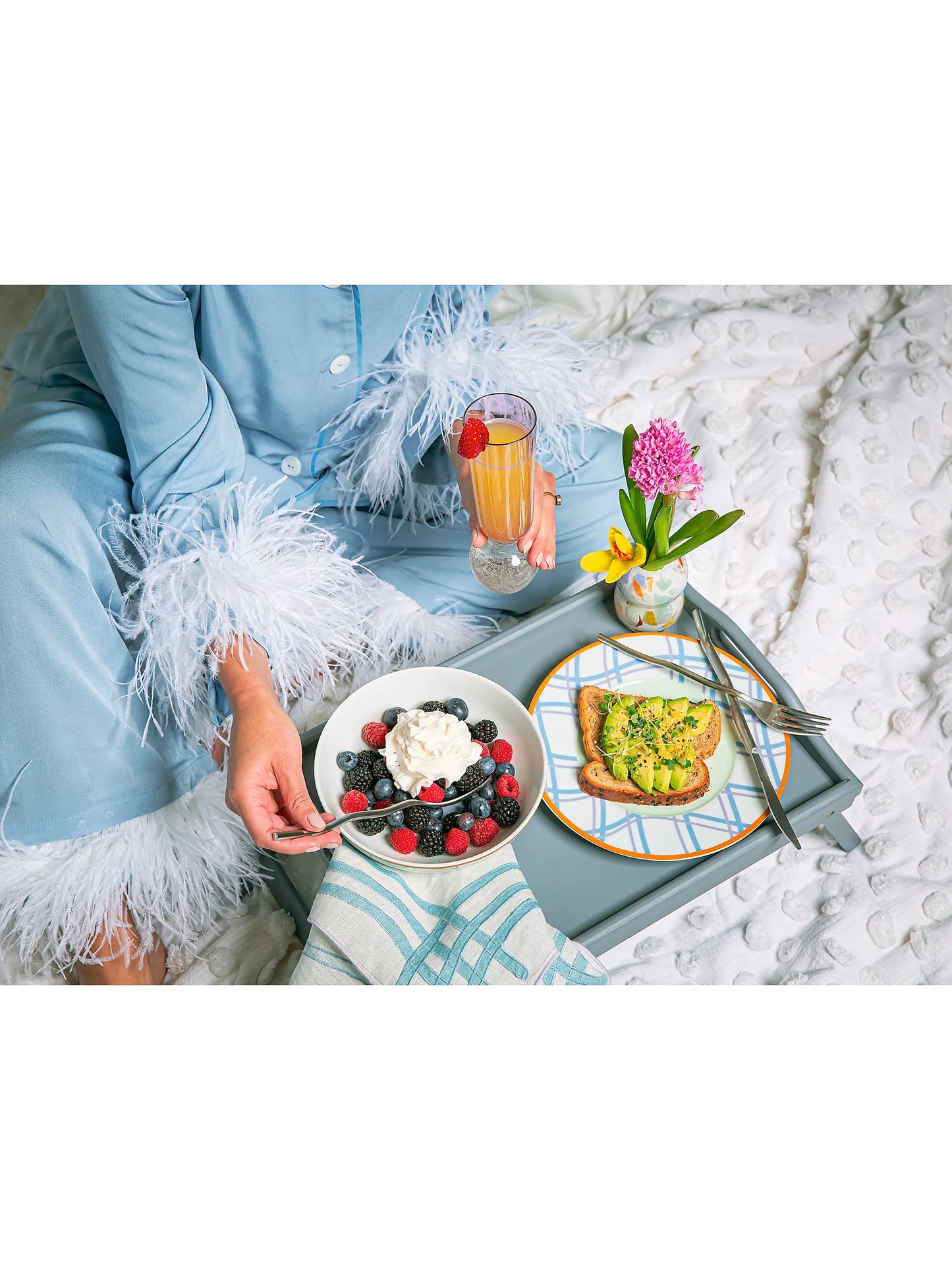 Grid Porcelain Salad Plate Set (4-Piece)