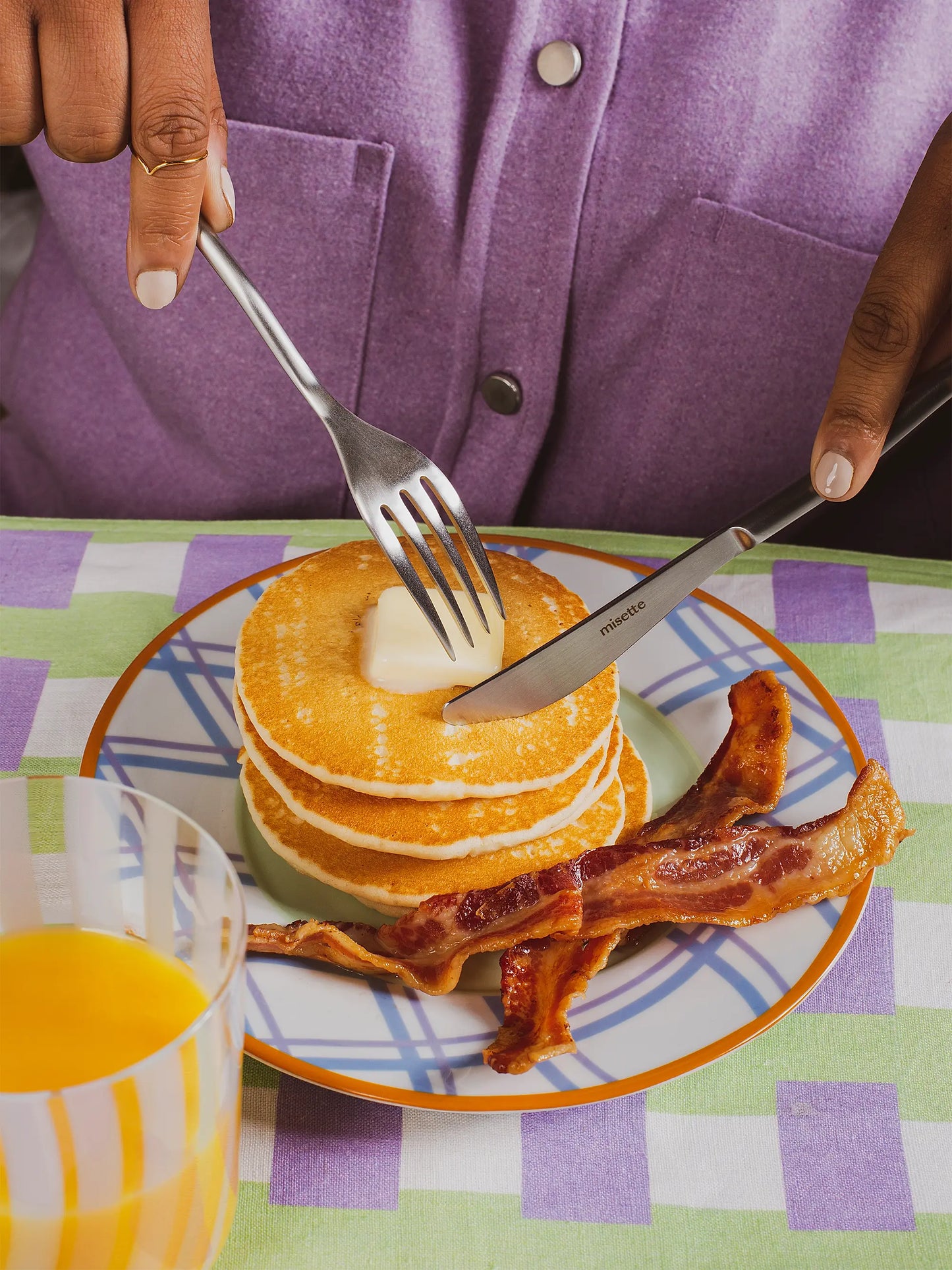 Grid Porcelain Salad Plate Set (4-Piece)
