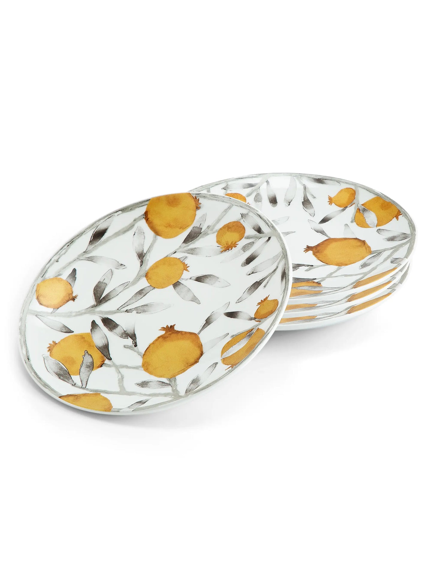 Pomegranate Motif 4-Piece Tidbit Plate Set