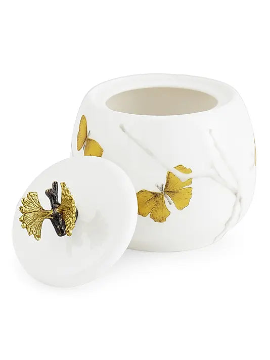 Butterfly Ginkgo Porcelain Sugar Pot