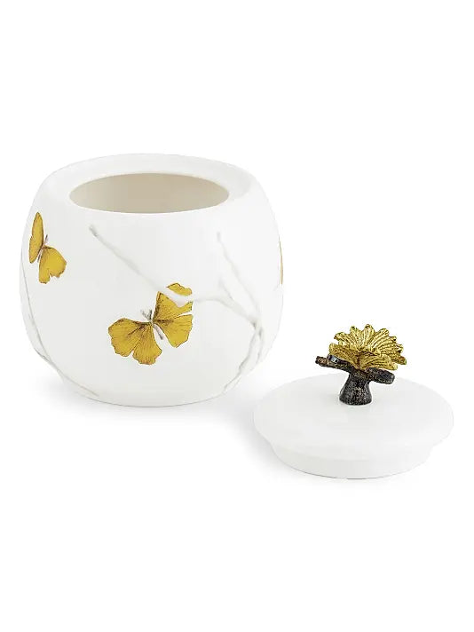 Butterfly Ginkgo Porcelain Sugar Pot