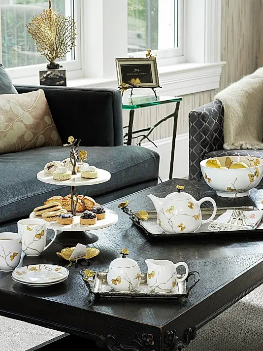 Butterfly Ginkgo Porcelain Sugar Pot