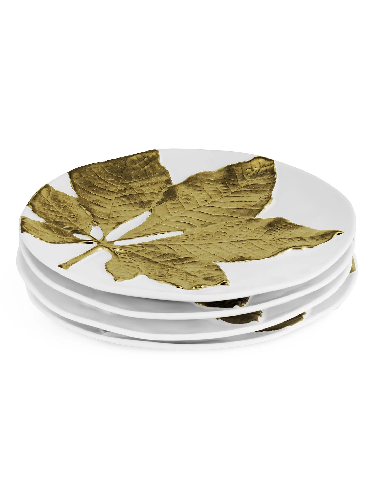 Harvest Chestnut Leaf 4-Piece Salad Plate Set