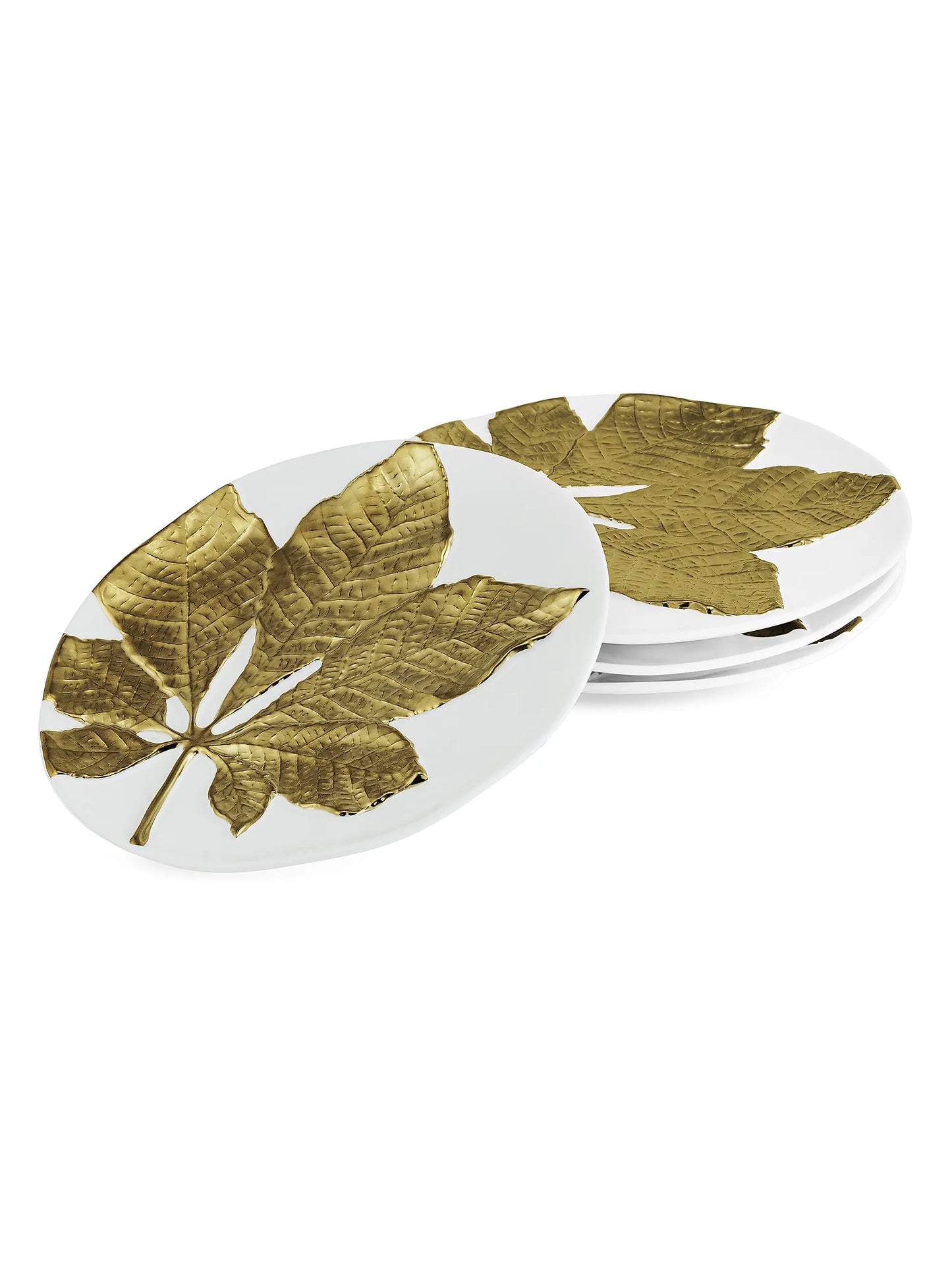 Harvest Chestnut Leaf 4-Piece Salad Plate Set