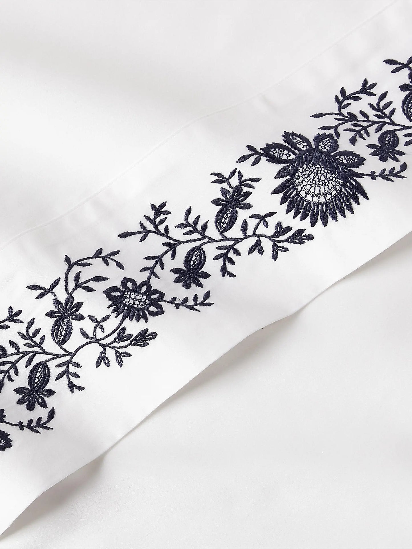 Eloise Embroidered Cotton Sateen Sheet & Pillowcase Collection