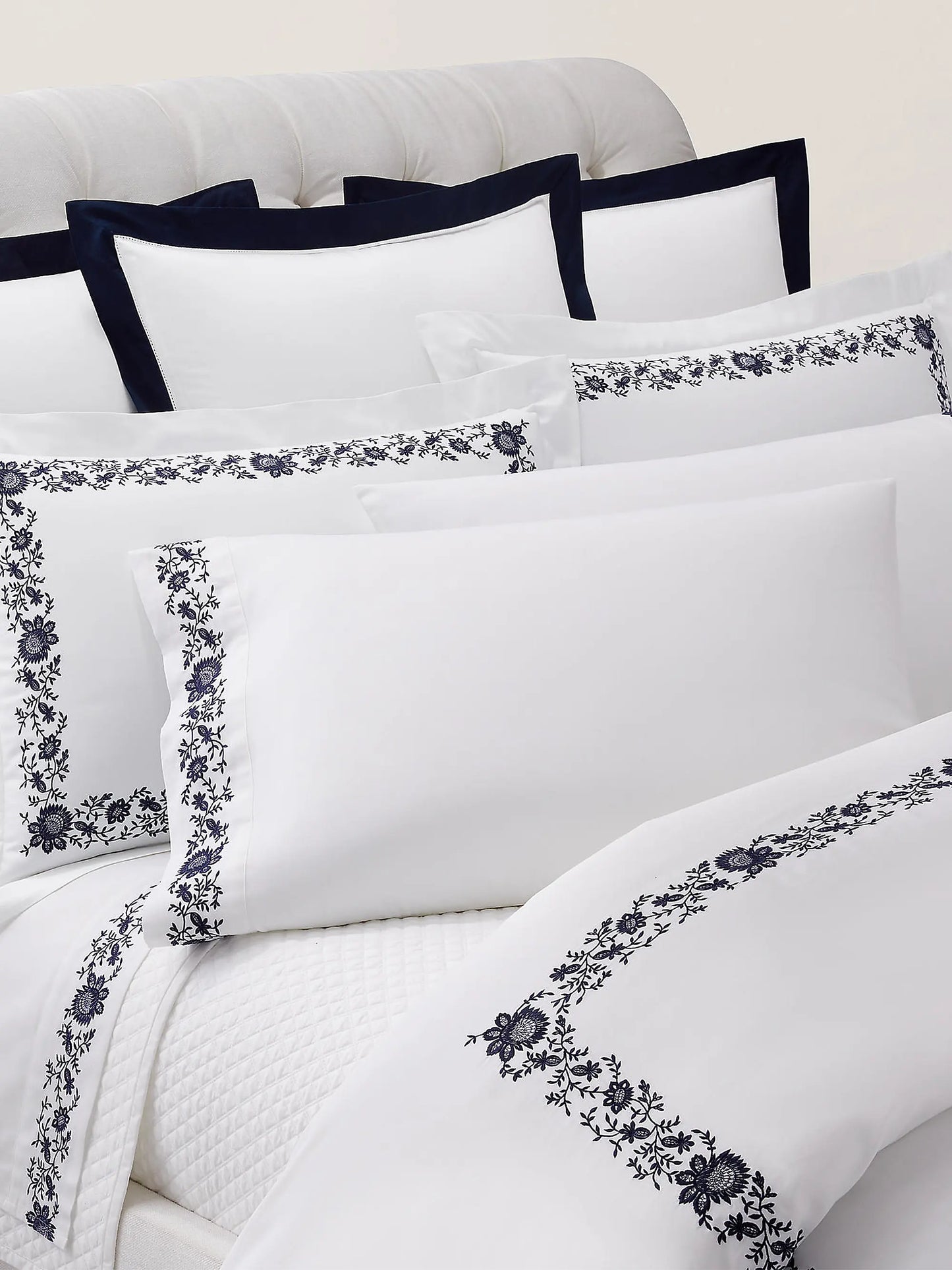 Eloise Embroidered Cotton Sateen Sheet & Pillowcase Collection