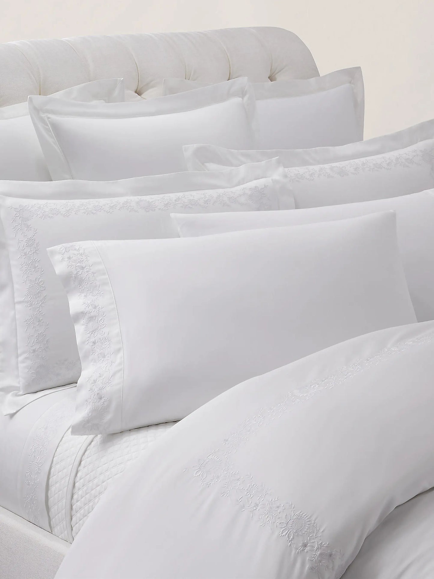 Eloise Embroidered Cotton Sateen Sheet & Pillowcase Collection