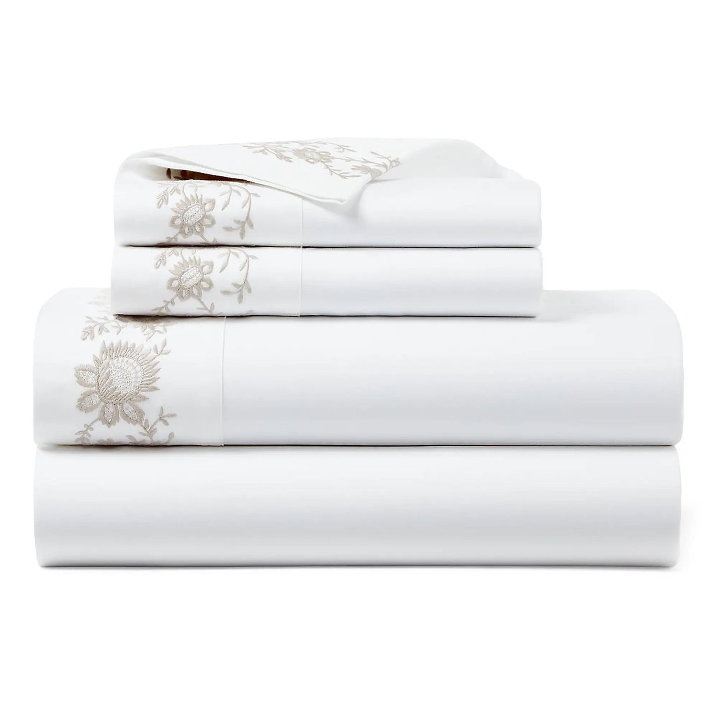 Eloise Embroidered Cotton Sateen Sheet & Pillowcase Collection
