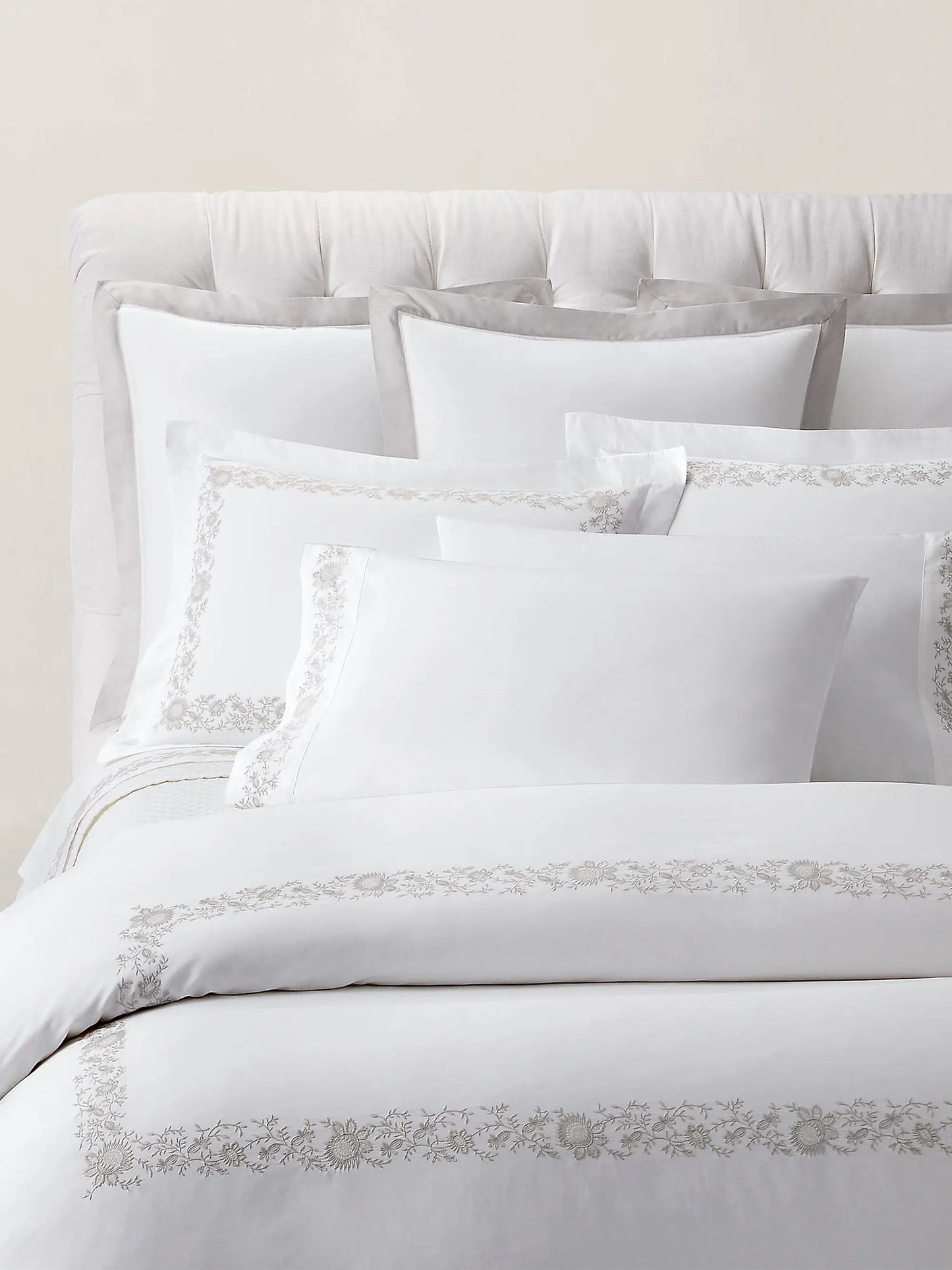 Eloise Embroidered Cotton Sateen Sheet & Pillowcase Collection