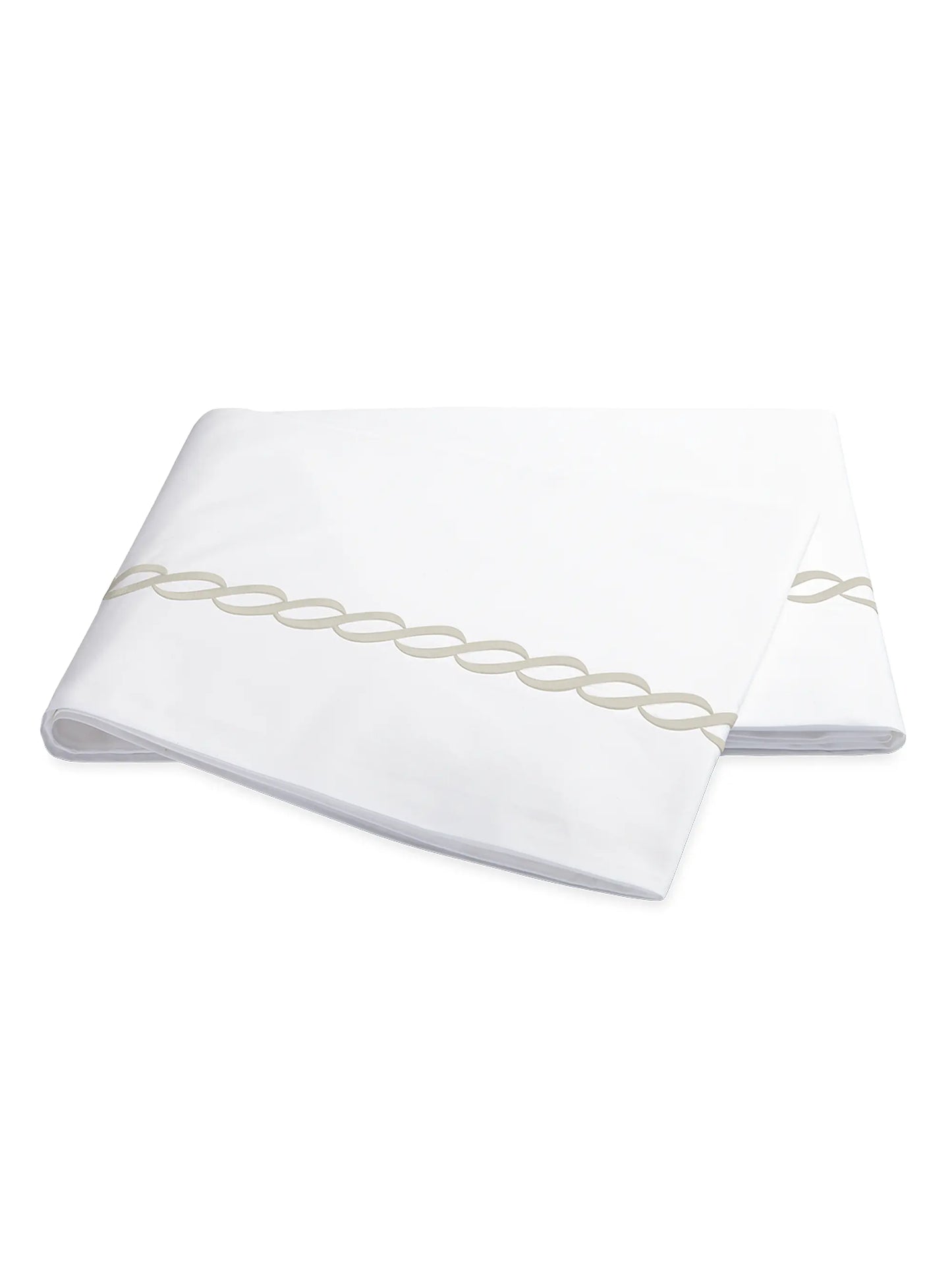 Classic Chain Embroidered Cotton Percale Sheet & Pillowcase Set